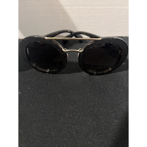 Prada Round Sunglasses Black Oversized Italy Designer SPR15S Read main image 7